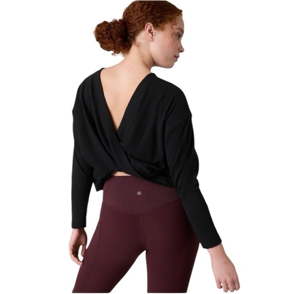 Athleta | Black Presence Twist Back Sweatshirt Size Large - Picture 1 of 6
